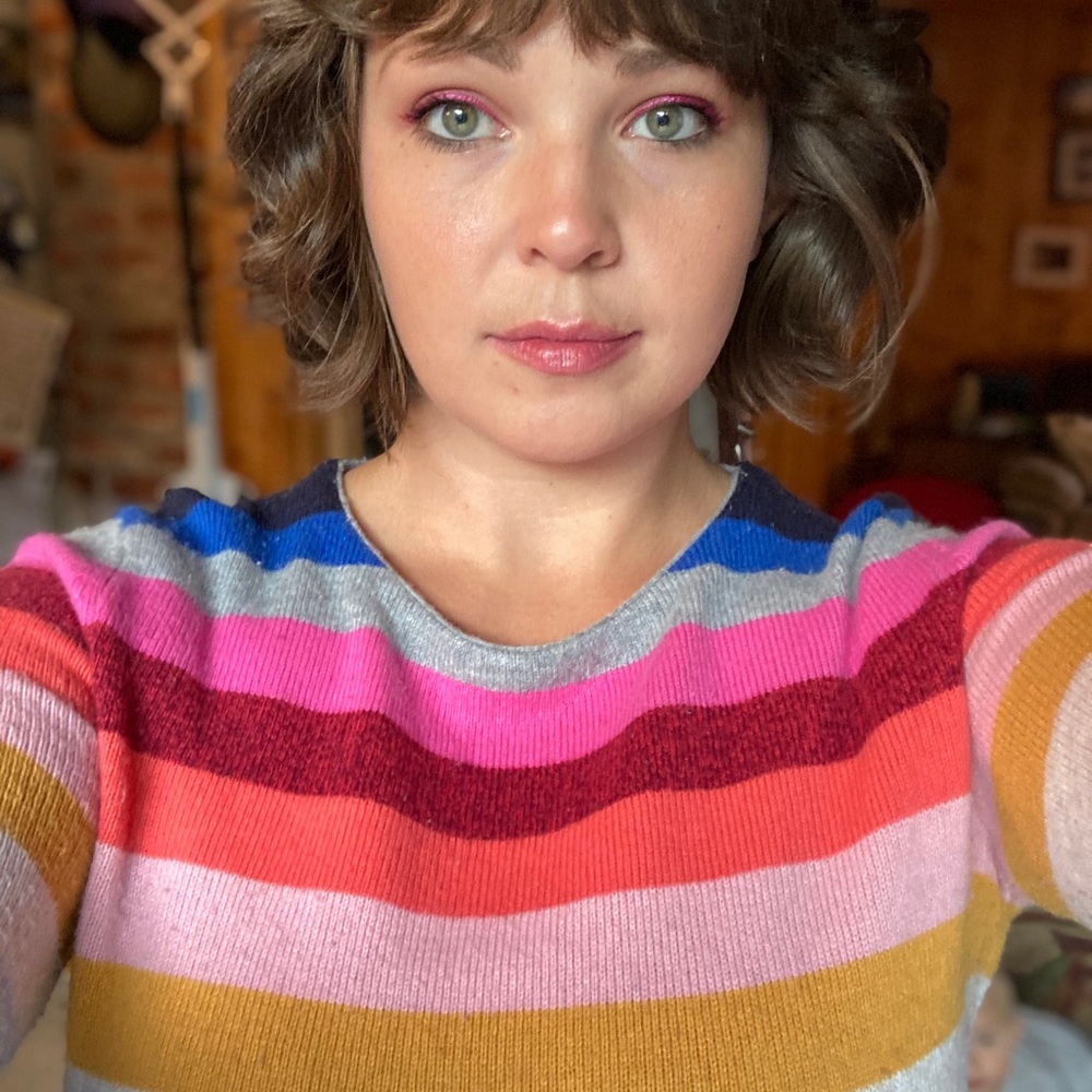 Women’s Gap rainbow-striped sweater, size M